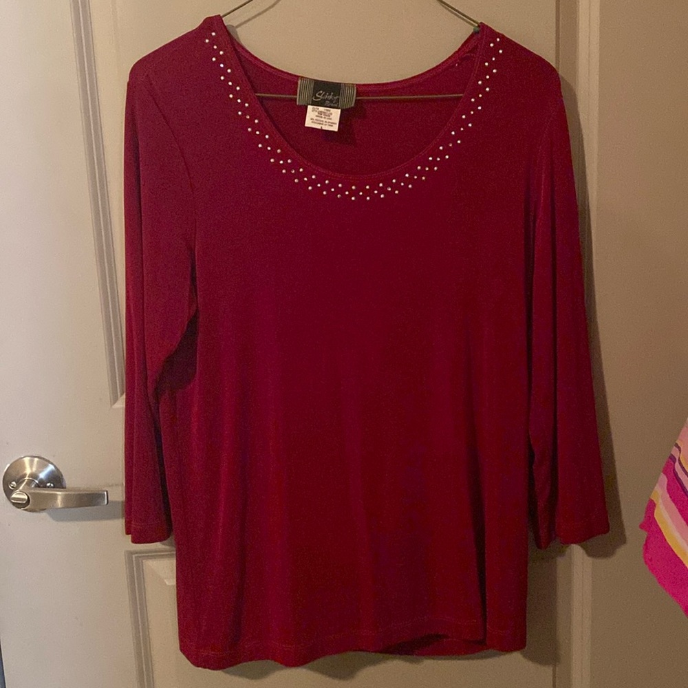 Slinky Brand long sleeve sequined women’s blouse